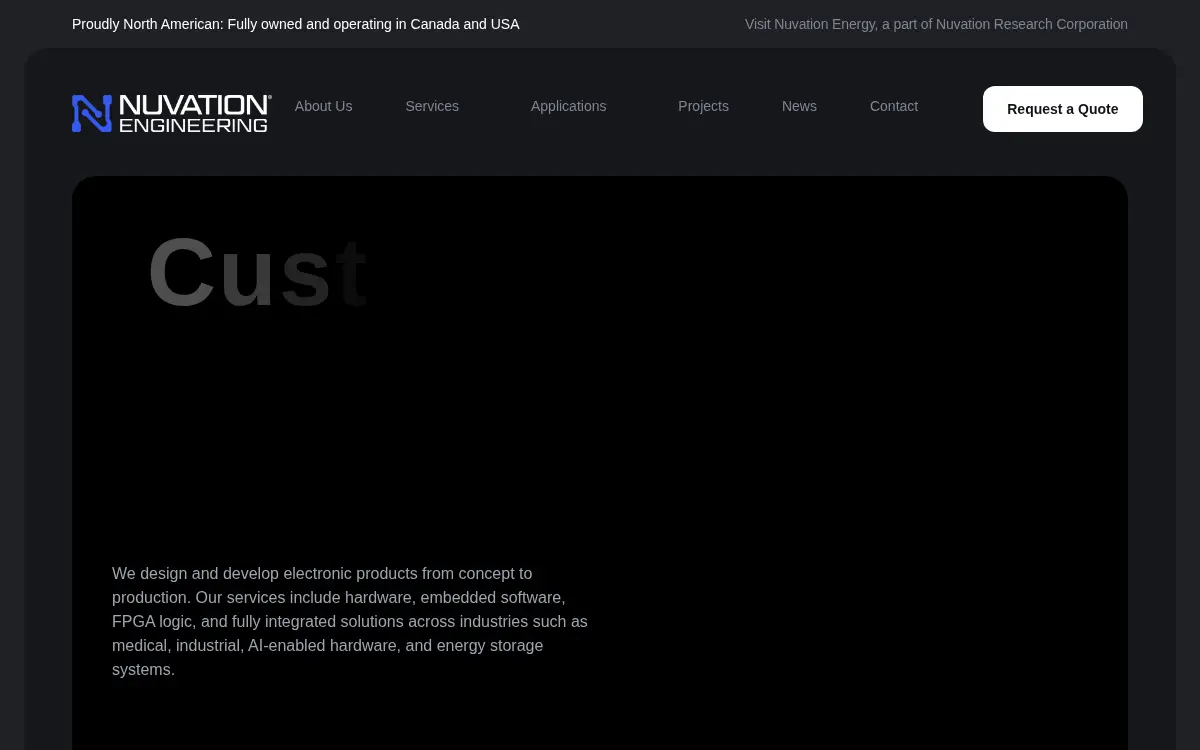 Homepage of Nuvation Research Corporation