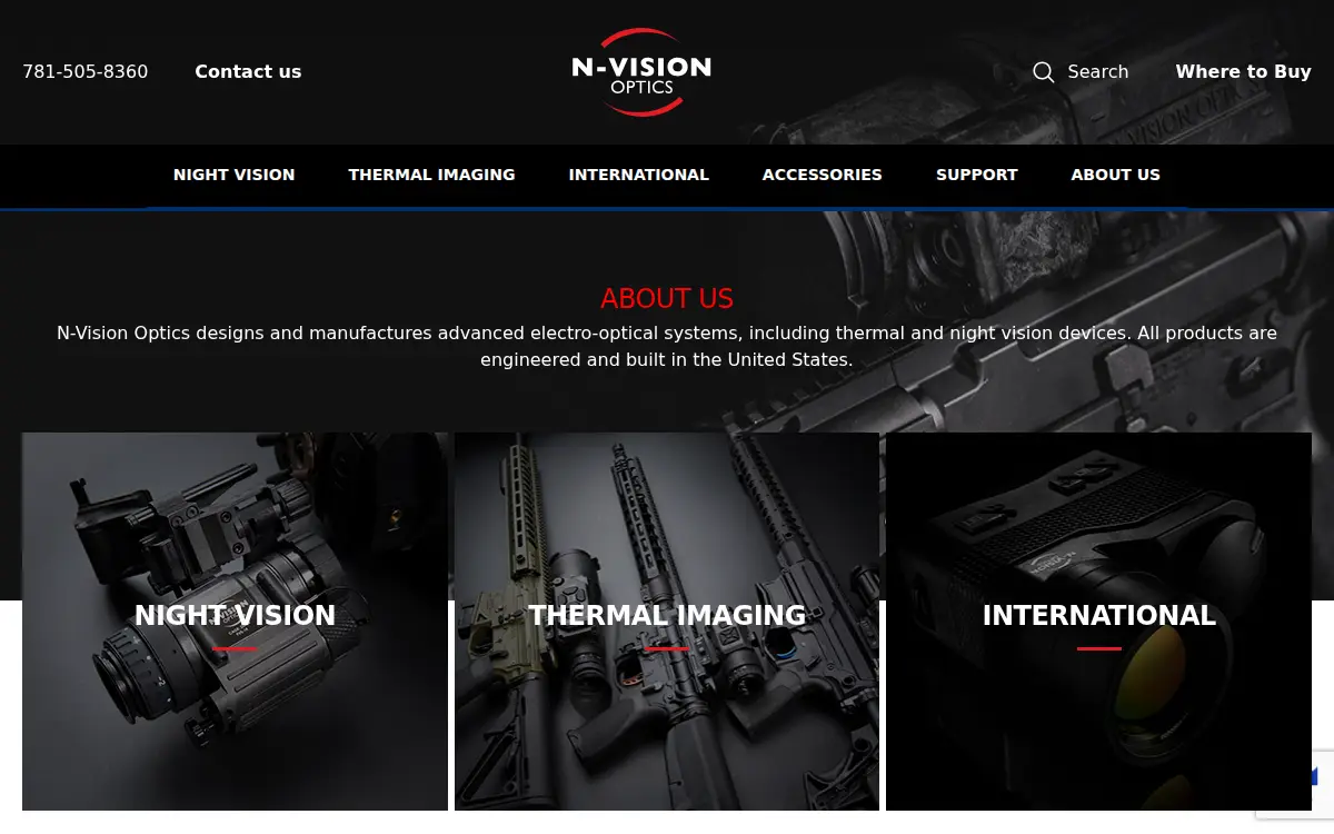 Homepage of N-vision Optics, LLC