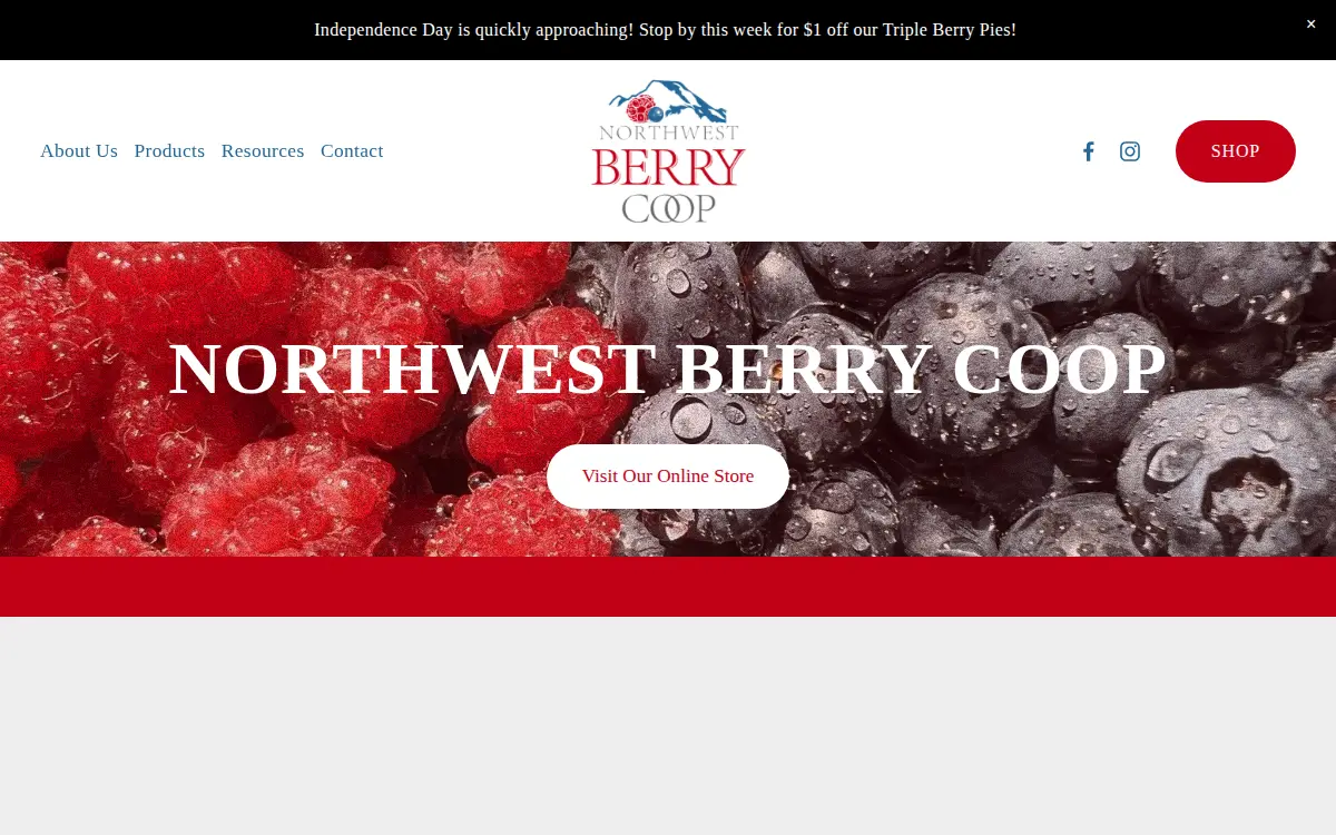Homepage of Northwest Berry Co-op