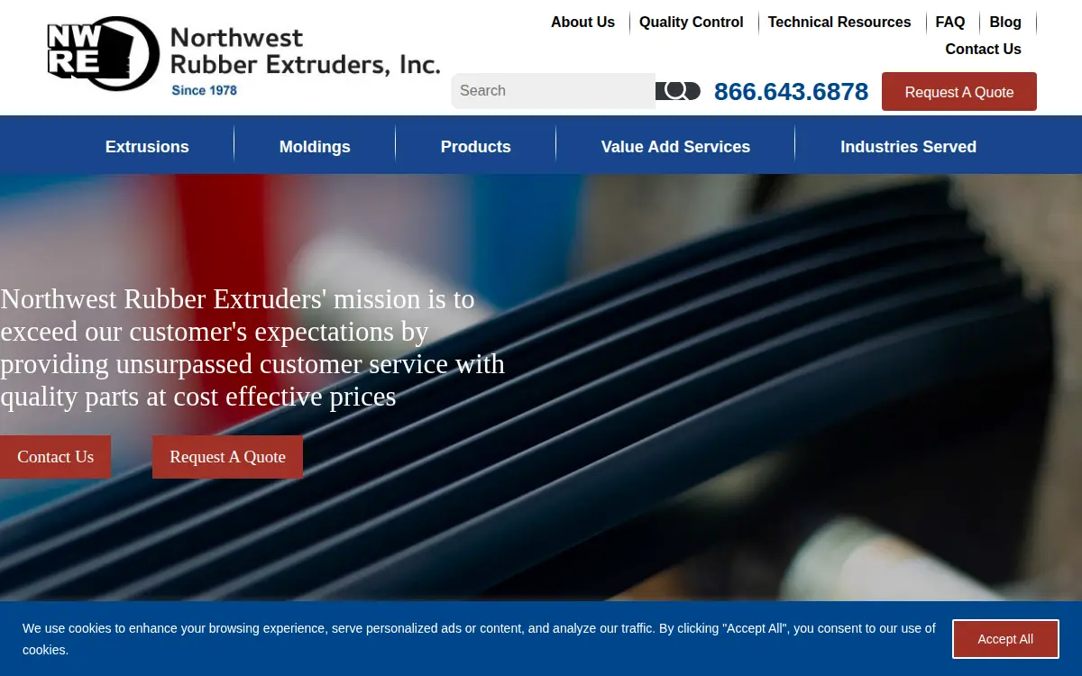 Homepage of Northwest Rubber Extruders, INC