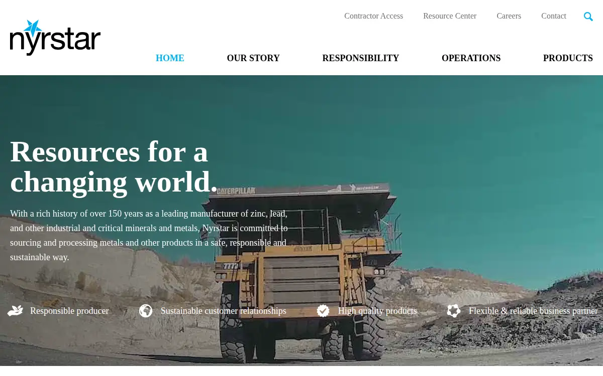 Homepage of Nyrstar Clarksville INC.