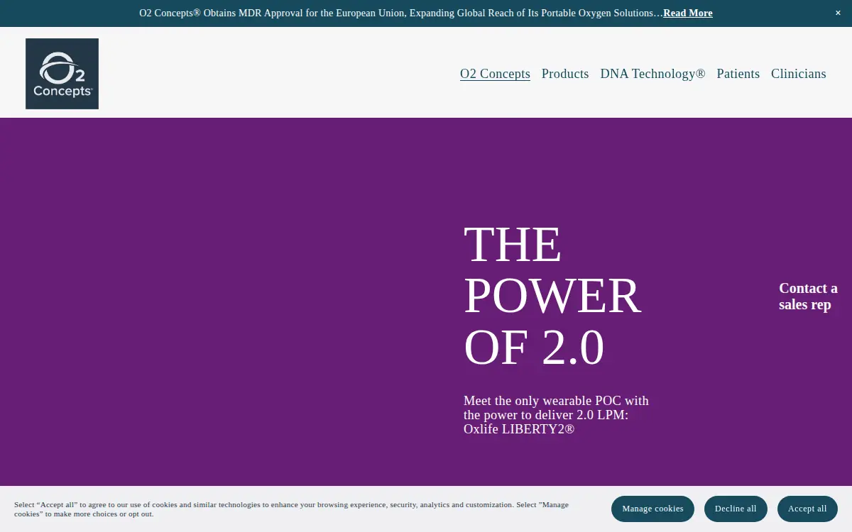 Homepage of O2 Concepts LLC