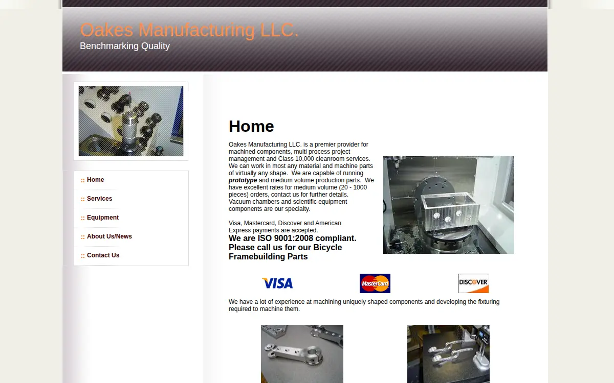 Homepage of Oakes Manufacturing LLC
