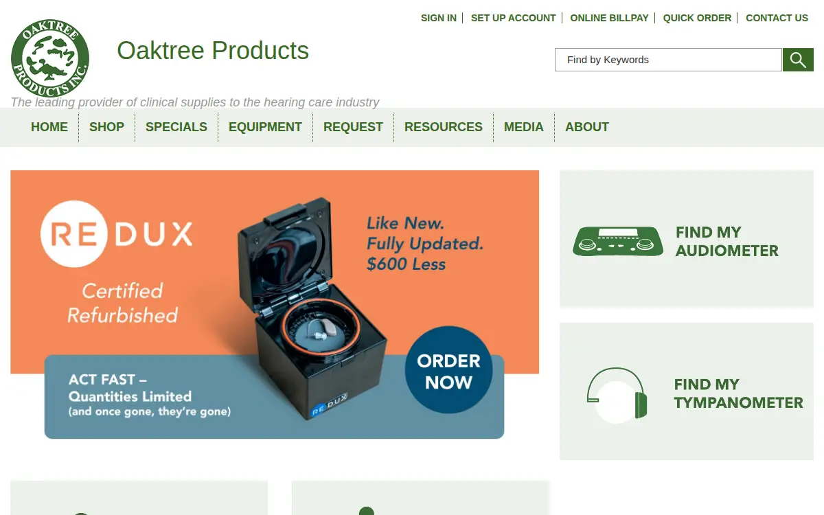 Homepage of Oaktree Products INC