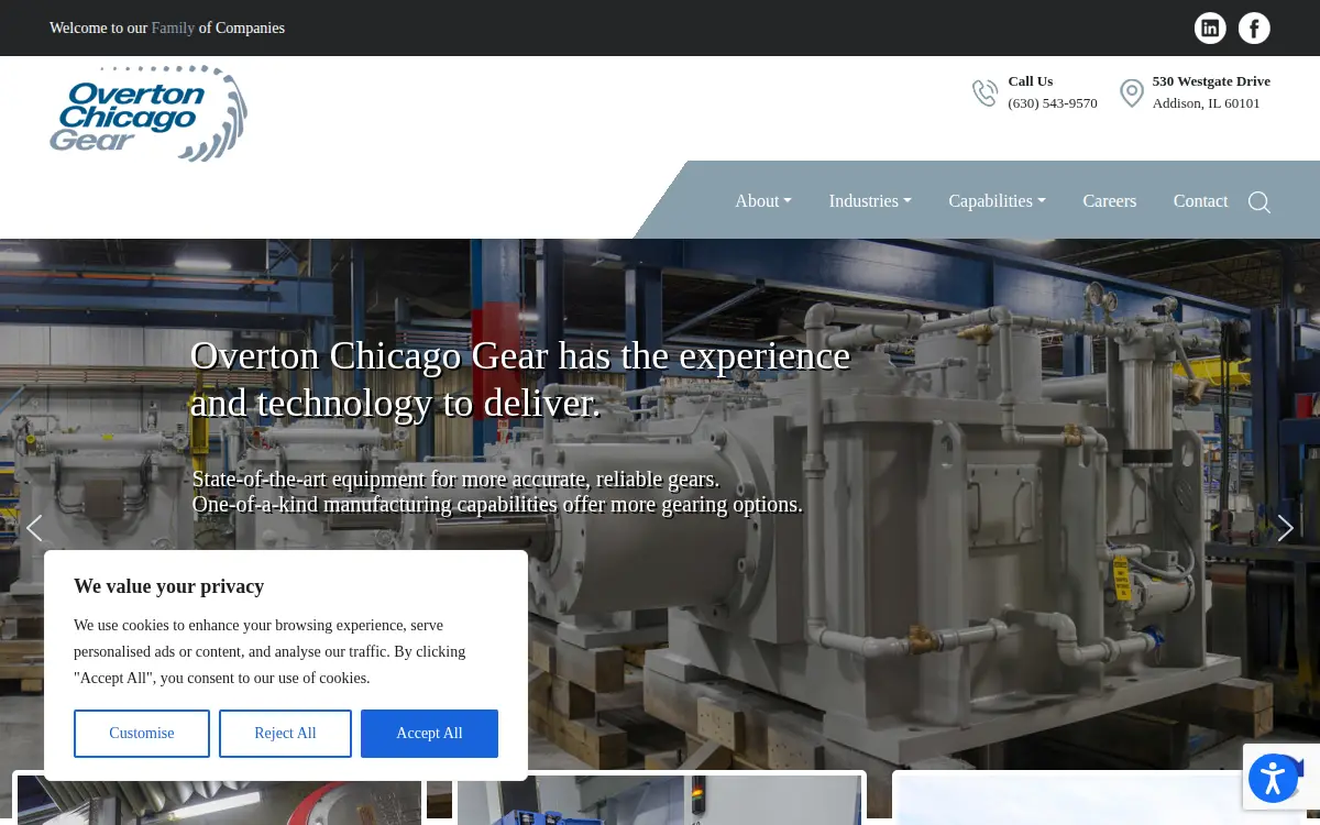 Homepage of Overton Chicago Gear, LLC