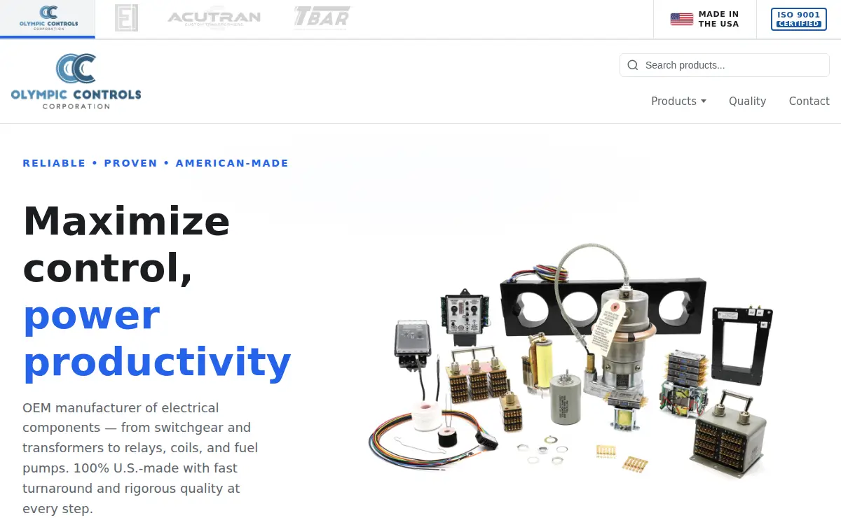 Homepage of Olympic Controls CORP