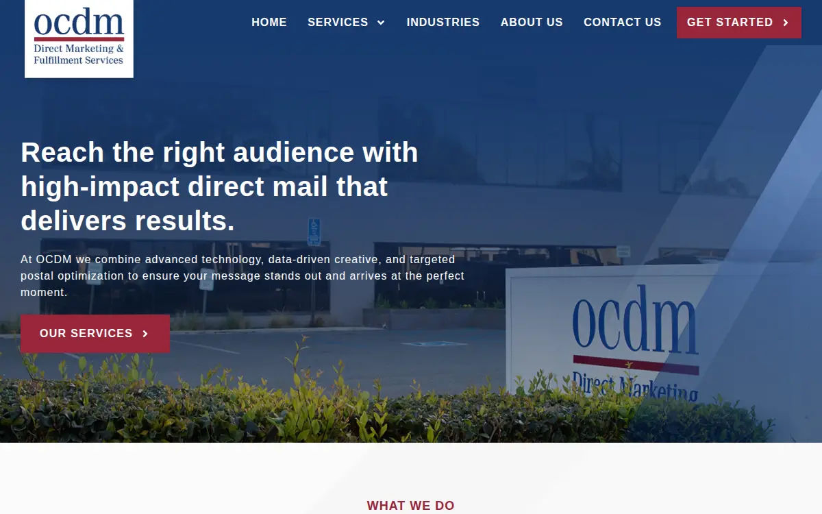 Homepage of Orange County Direct Mail, INC.