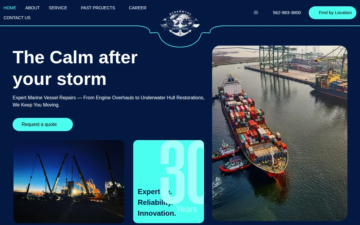 Homepage of Oceanwide Repair LLC
