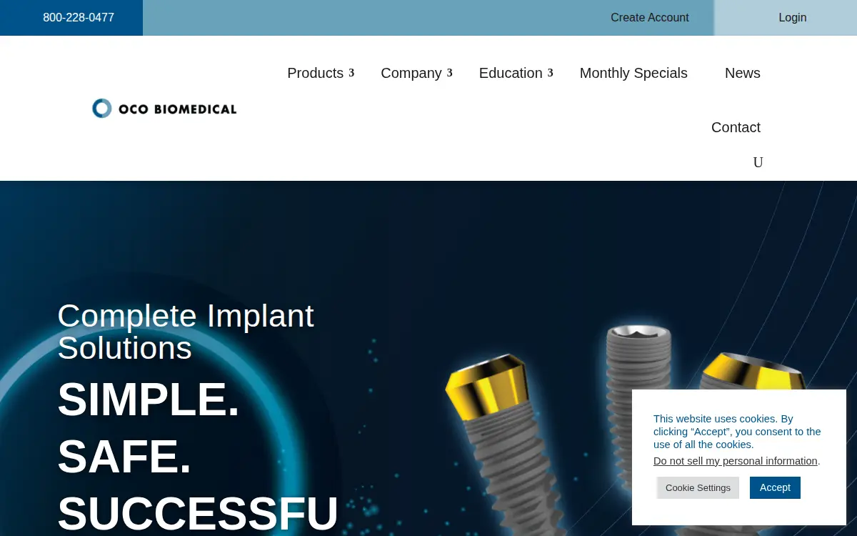 Homepage of Oco Biomedical INC