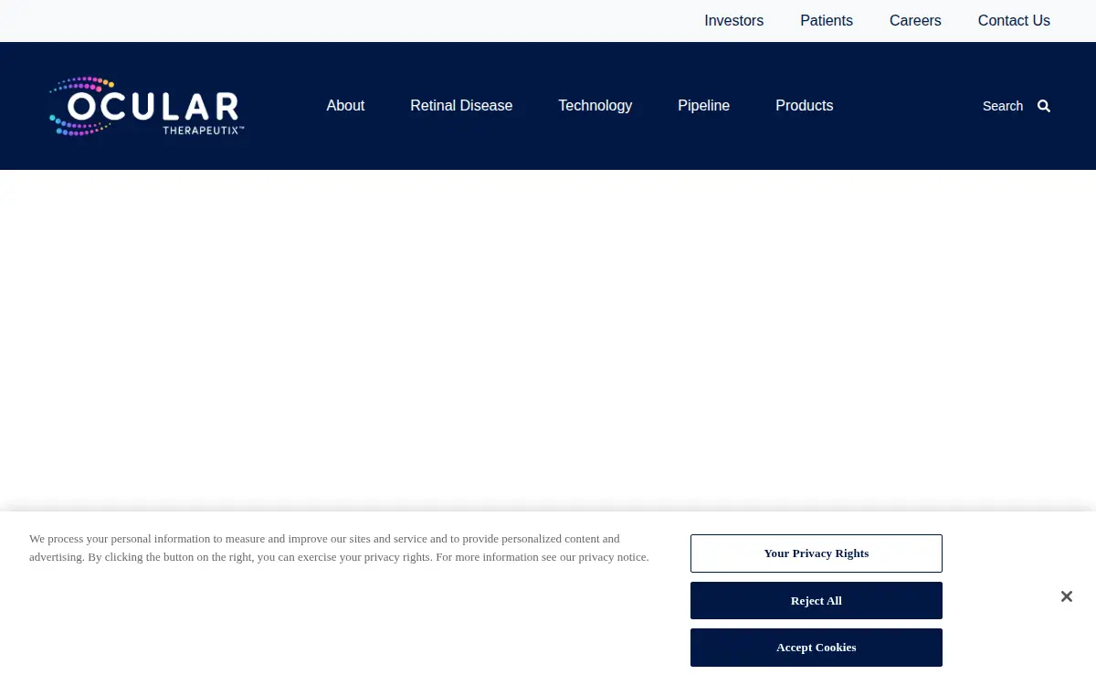Homepage of Ocular Therapeutix, INC