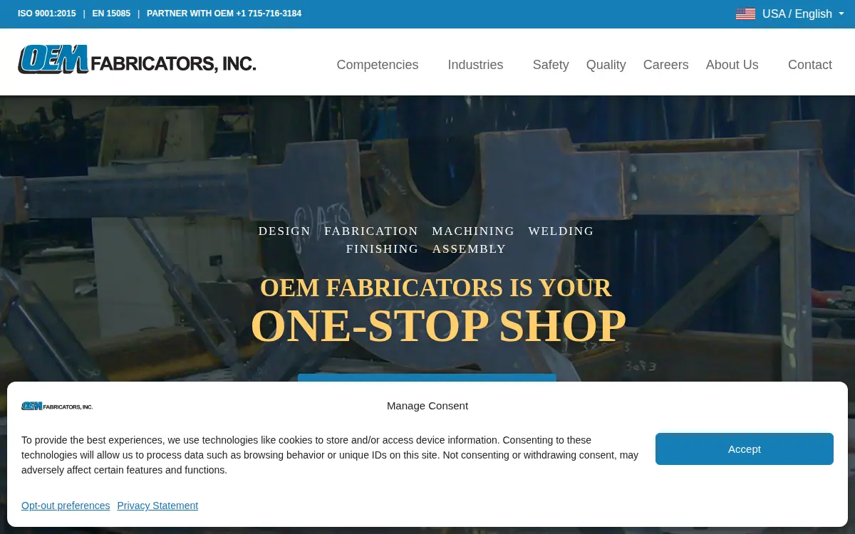 Homepage of Oem Fabricators, INC.