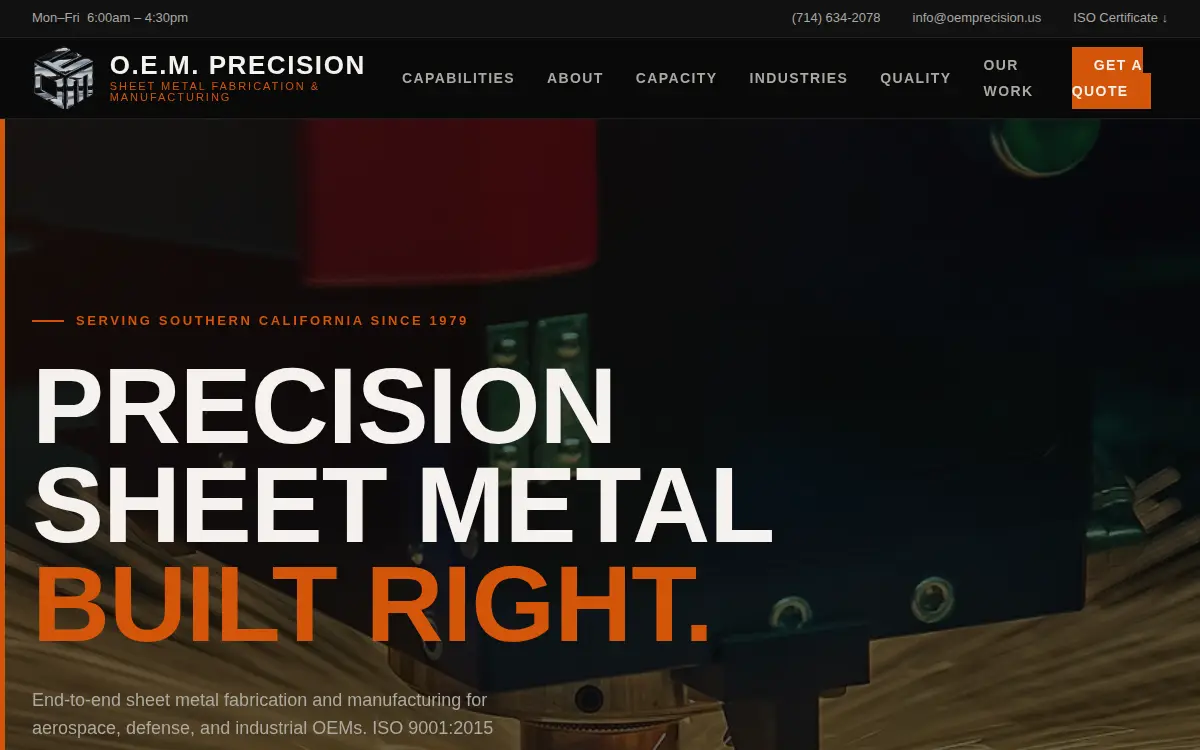 Homepage of O.e.m. Precision LLC