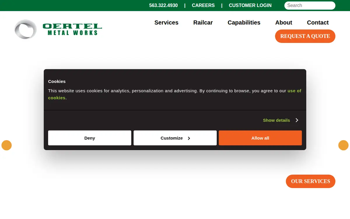 Homepage of Oertel Metal Works, INC.