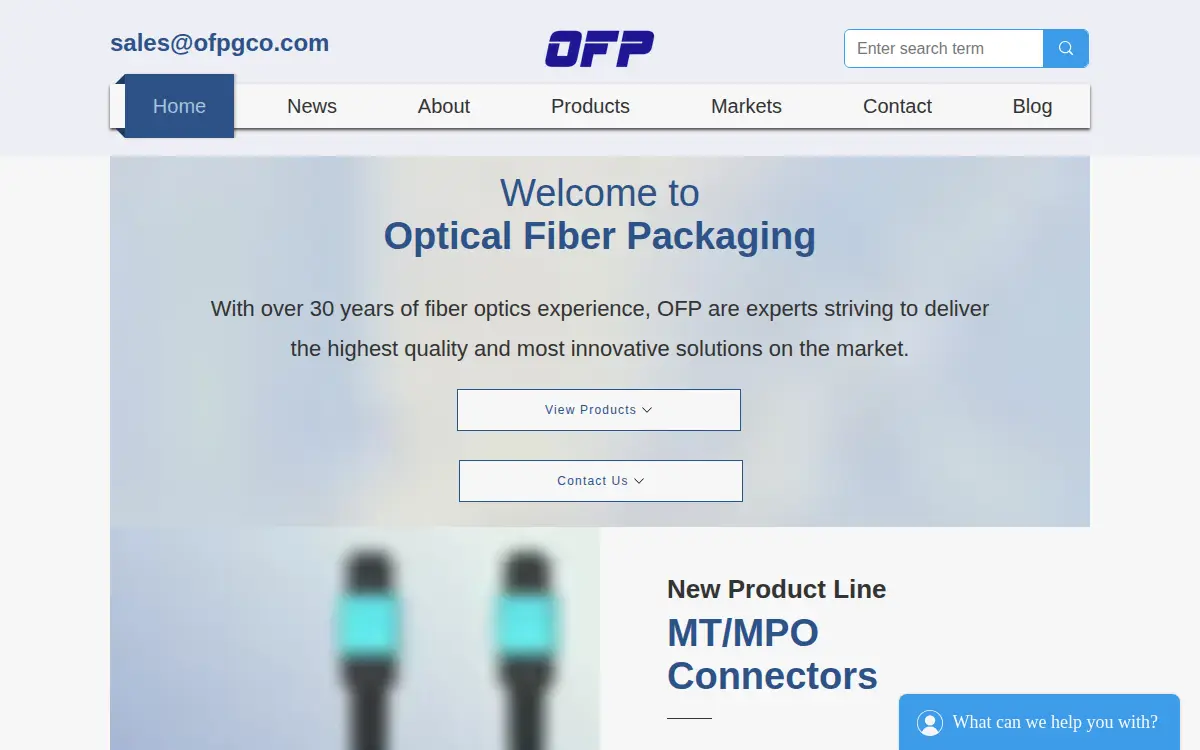 Homepage of Optical Fiber Packaging CORP.
