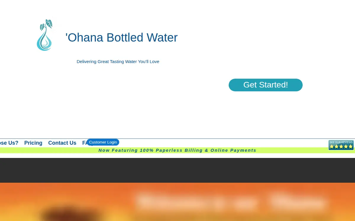 Homepage of Ohana Bottled Water LLC