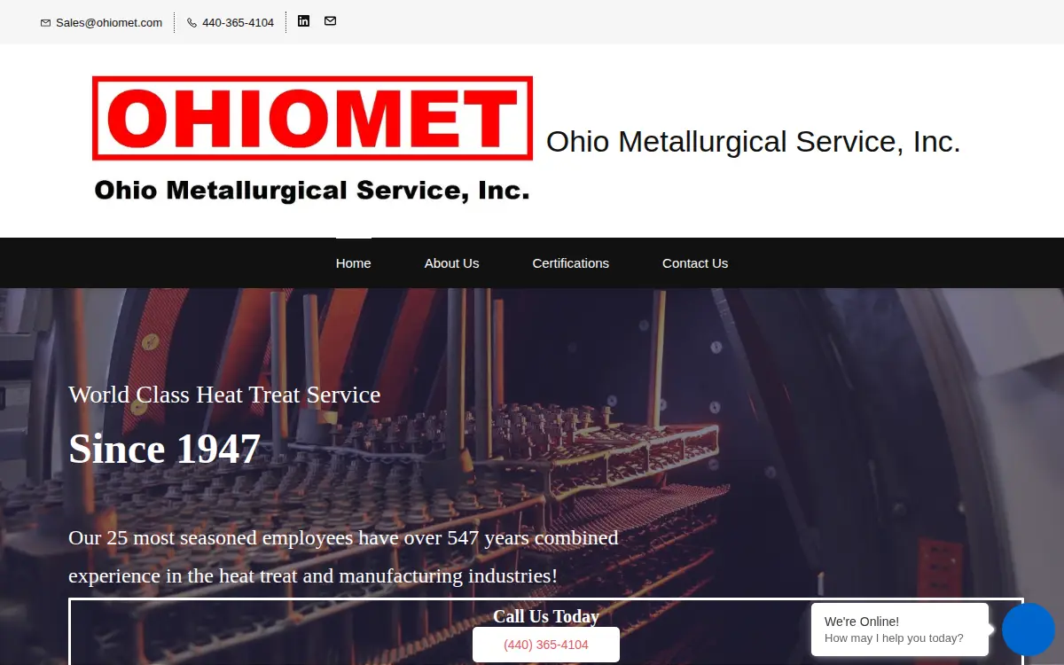 Homepage of Ohio Metallurgical Service, INC.