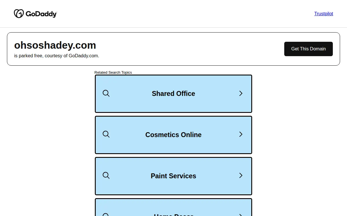 Homepage of Oh So Shadey, LLC