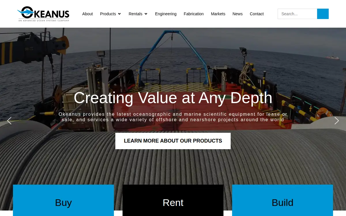 Homepage of Okeanus Science & Technology, LLC