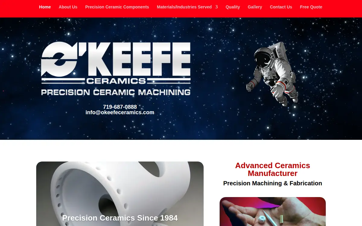 Homepage of O'keefe Ceramics, INC.