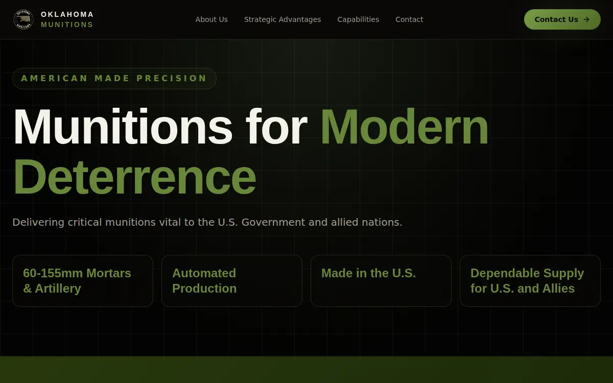 Homepage of Oklahoma Munitions Holding Company, LLC