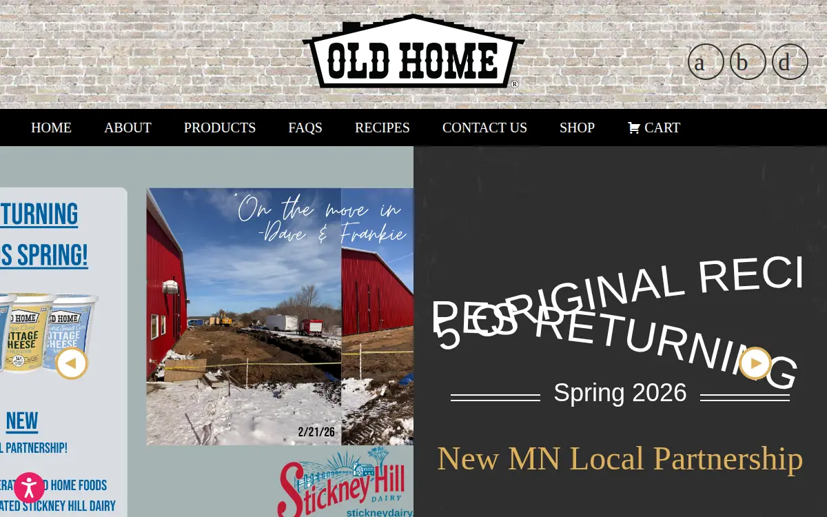 Homepage of Old Home Foods, INC.