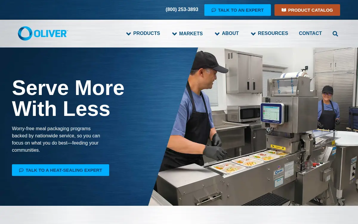Homepage of Oliver Packaging and Equipment Company, LLC