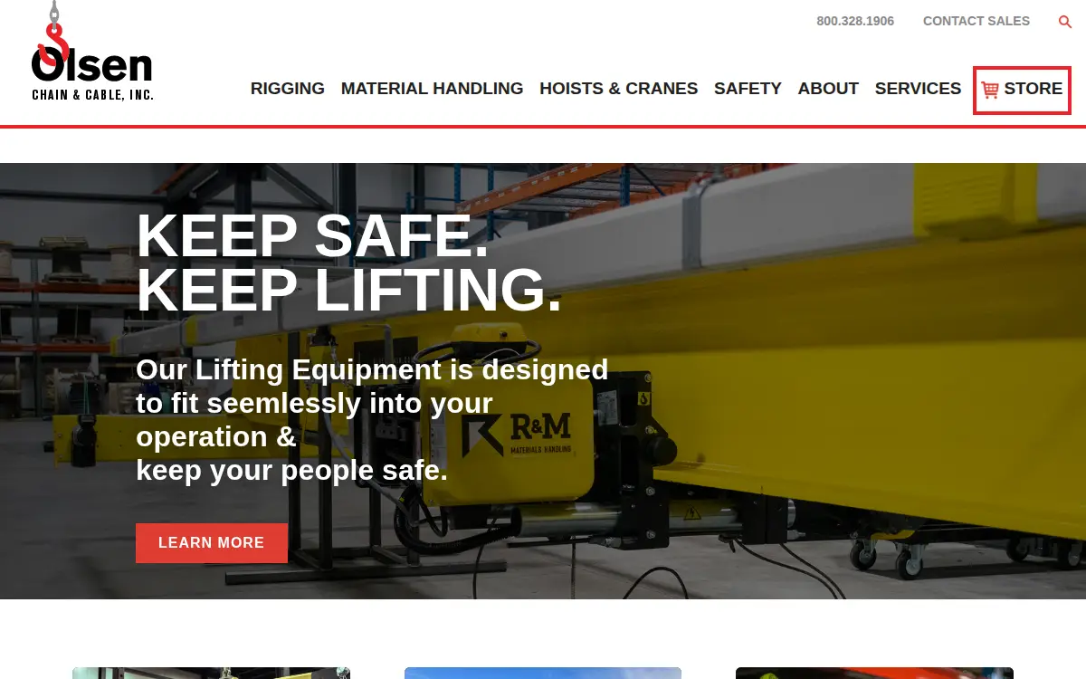 Homepage of Olsen Chain & Cable, INC