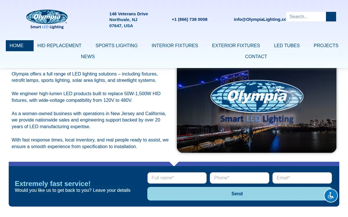 Homepage of Olympia Lighting, INC.