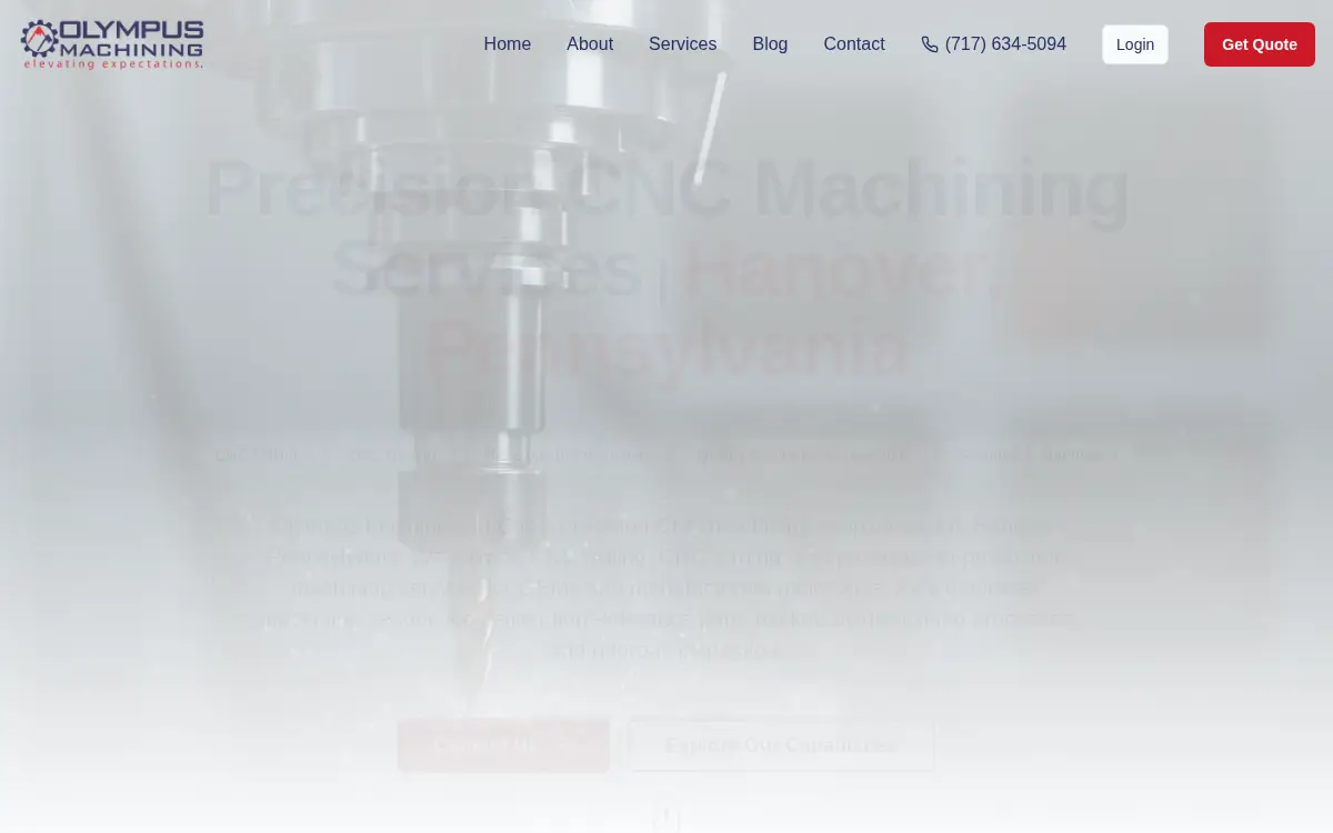 Homepage of Olympus Machining LLC