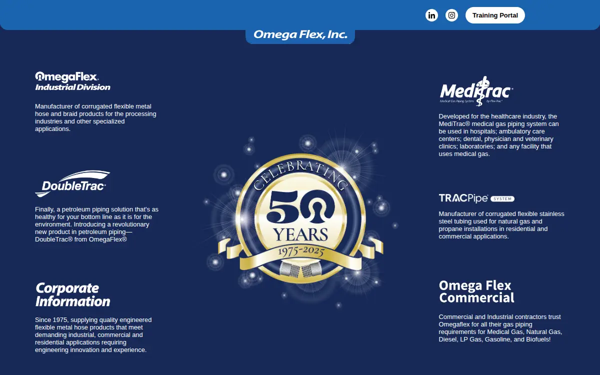 Homepage of Omega Flex, INC.