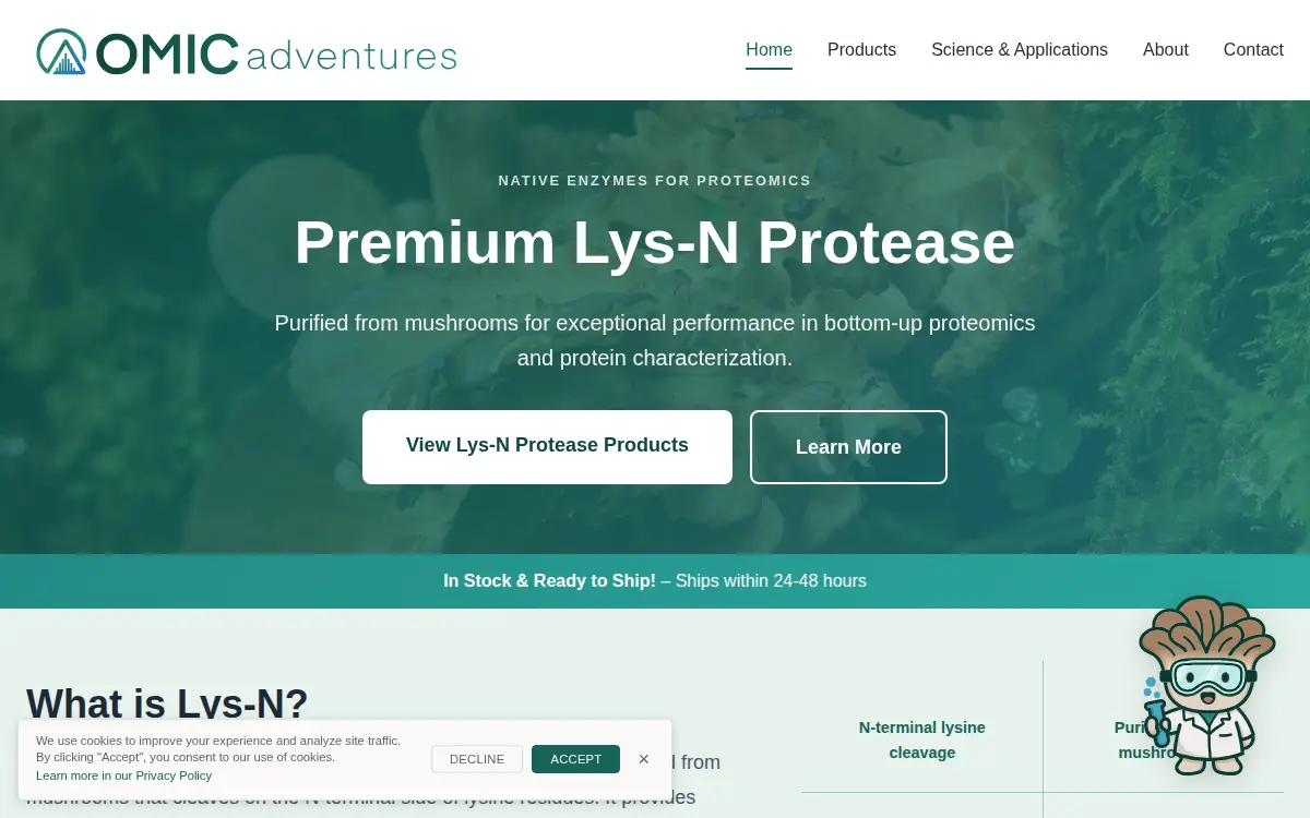 Homepage of Omic Adventures LLC