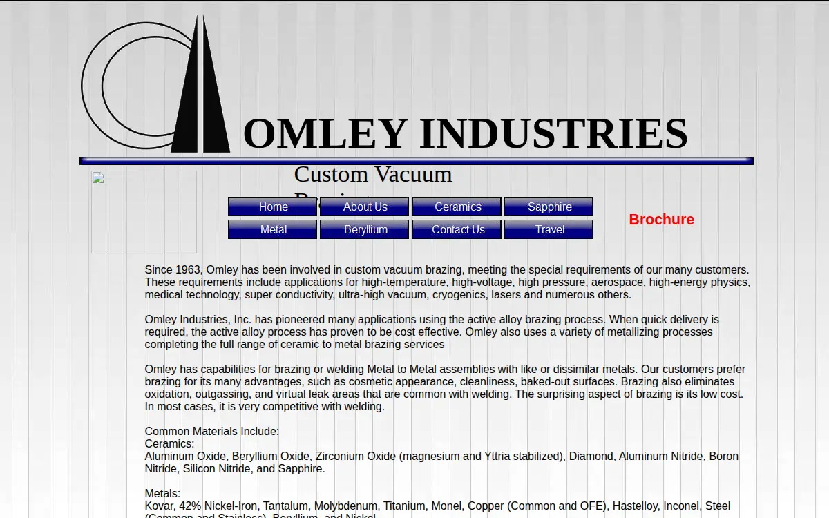 Homepage of Omley Industries, INC.