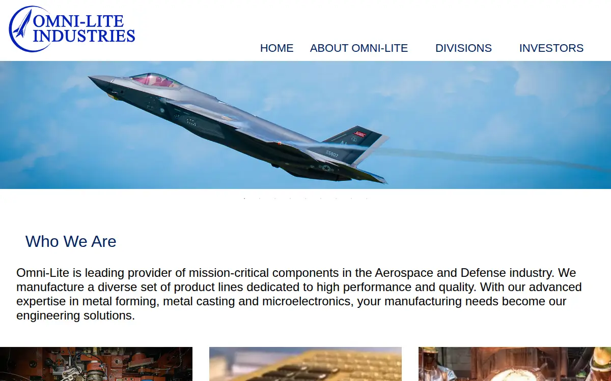 Homepage of Omni-lite Industries California, INC.