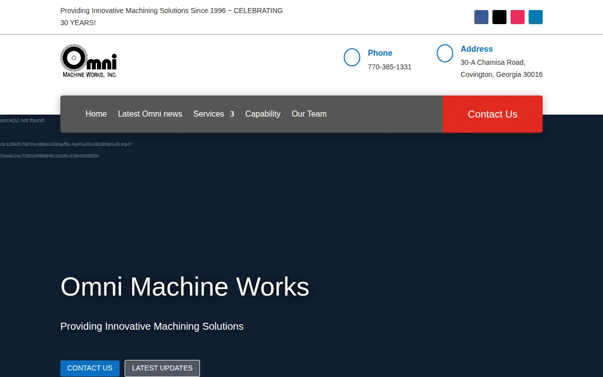 Homepage of Omni Machine Works INC.