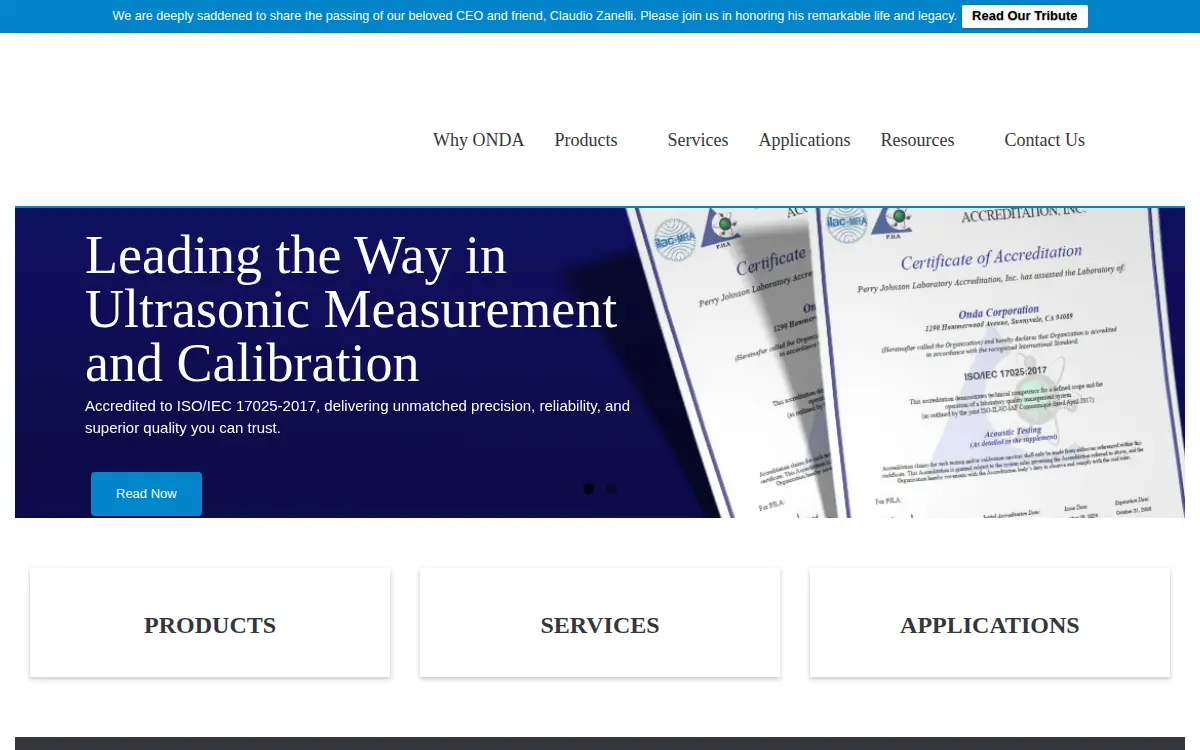 Homepage of Onda Corporation