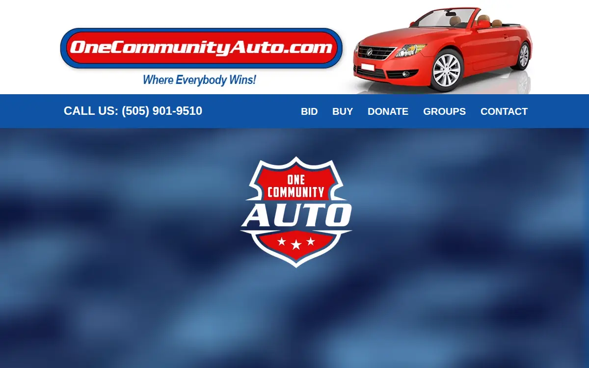 Homepage of One Community Auto LLC