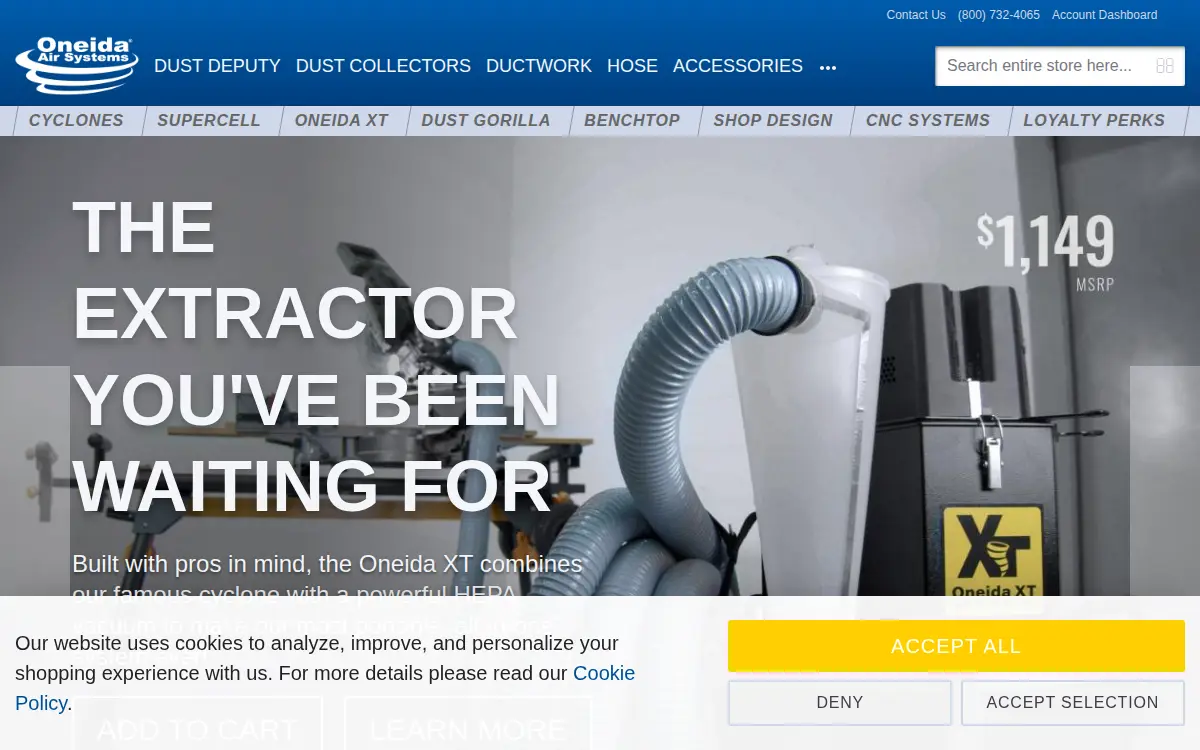 Homepage of Oneida Air Systems INC.