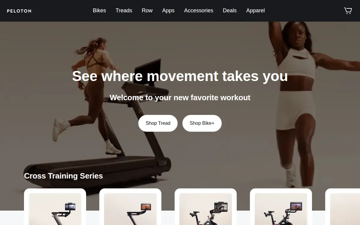 Homepage of Peloton Interactive INC