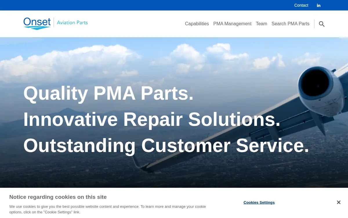 Homepage of Onset Aviation Parts, INC.