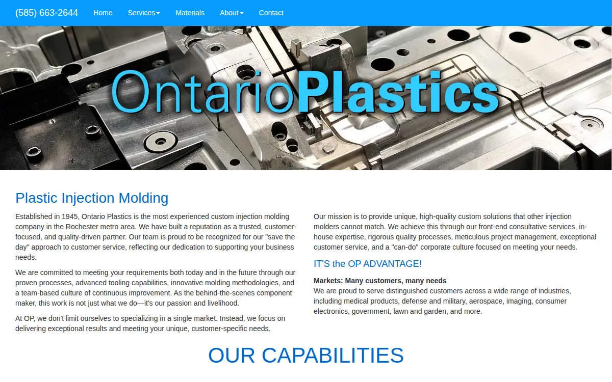 Homepage of Ontario Plastics of Ny INC