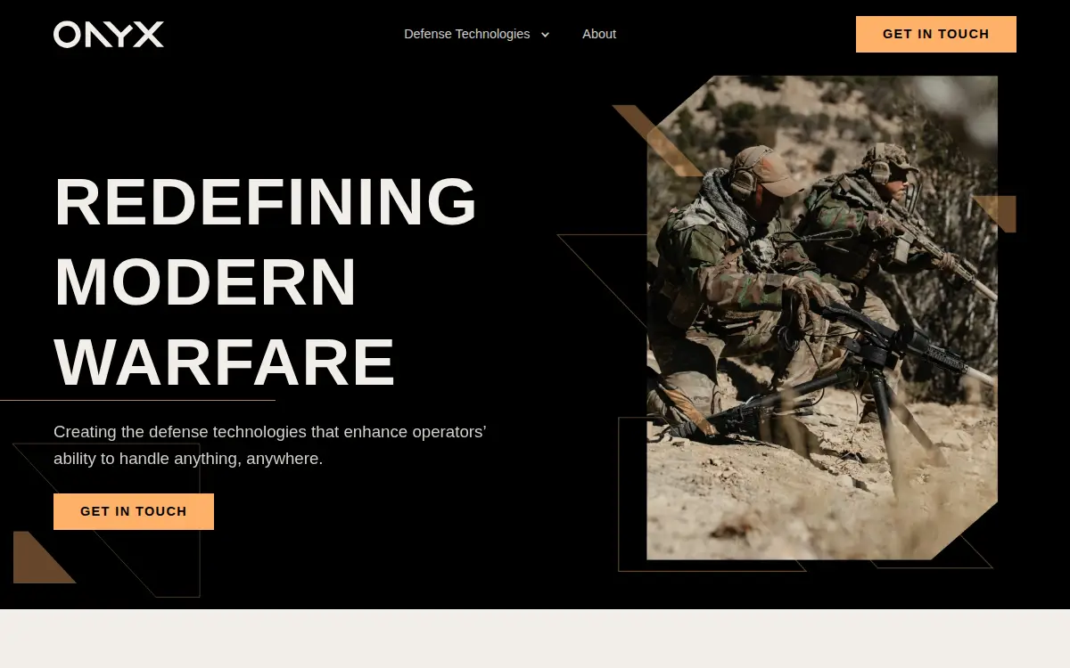 Homepage of Onyx Industries, LLC