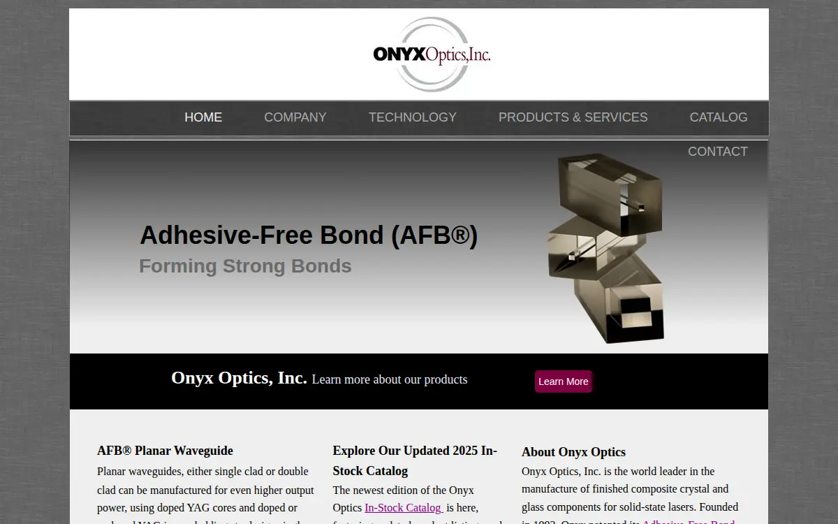 Homepage of Onyx Optics, INC.