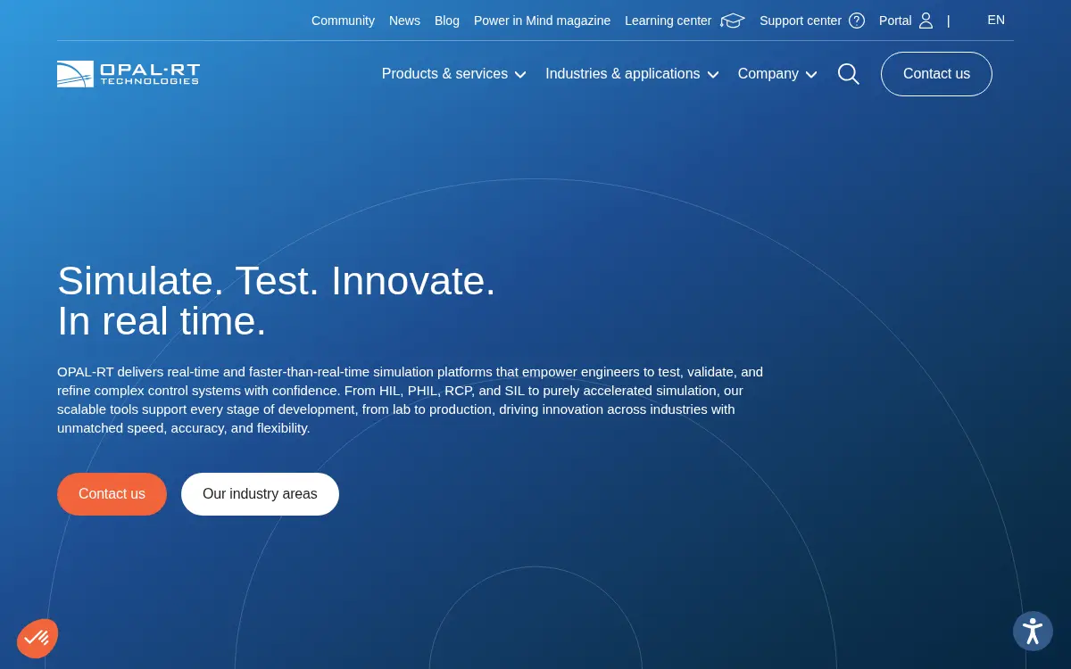 Homepage of Opal-rt CORP
