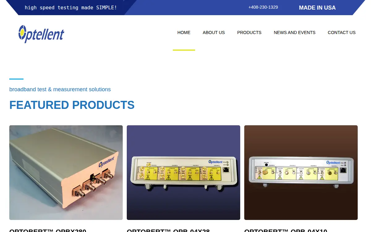 Homepage of Optellent INC.