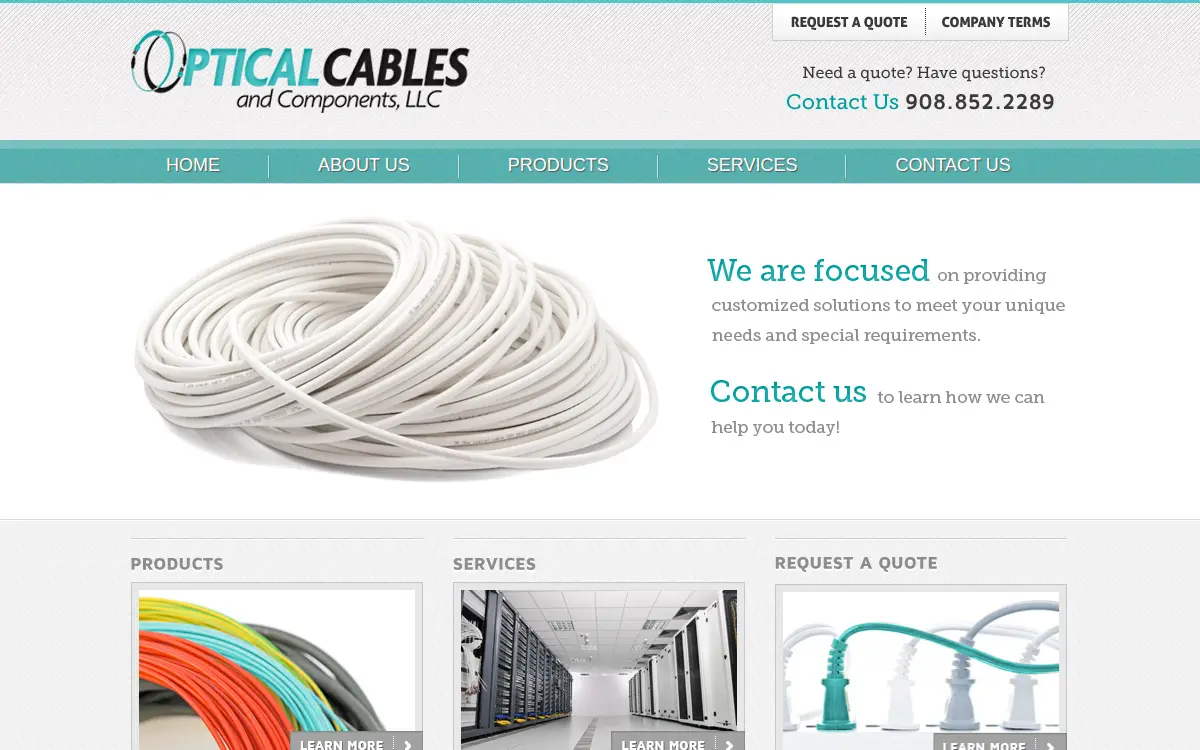 Homepage of Optical Cables and Components, LLC