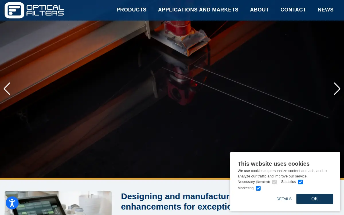 Homepage of Optical Filters USA LLC