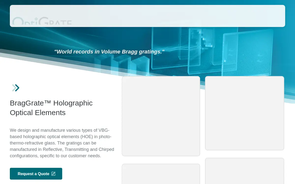 Homepage of Optigrate CORP
