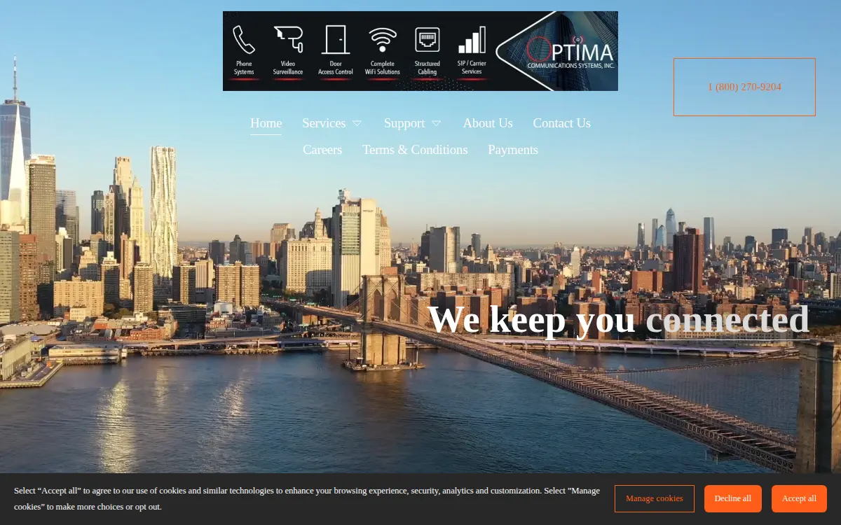 Homepage of Optima Communications Systems, INC.