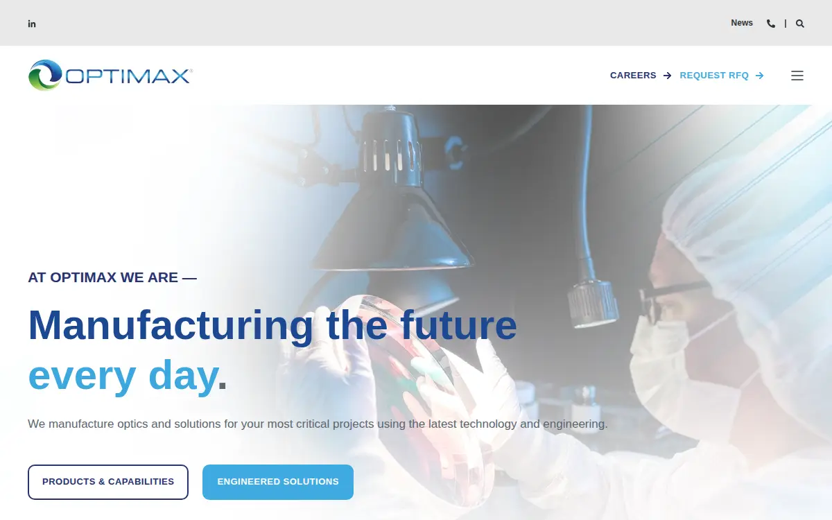 Homepage of Optimax Systems, INC.
