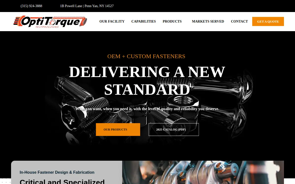 Homepage of Optitorque Technologies LLC